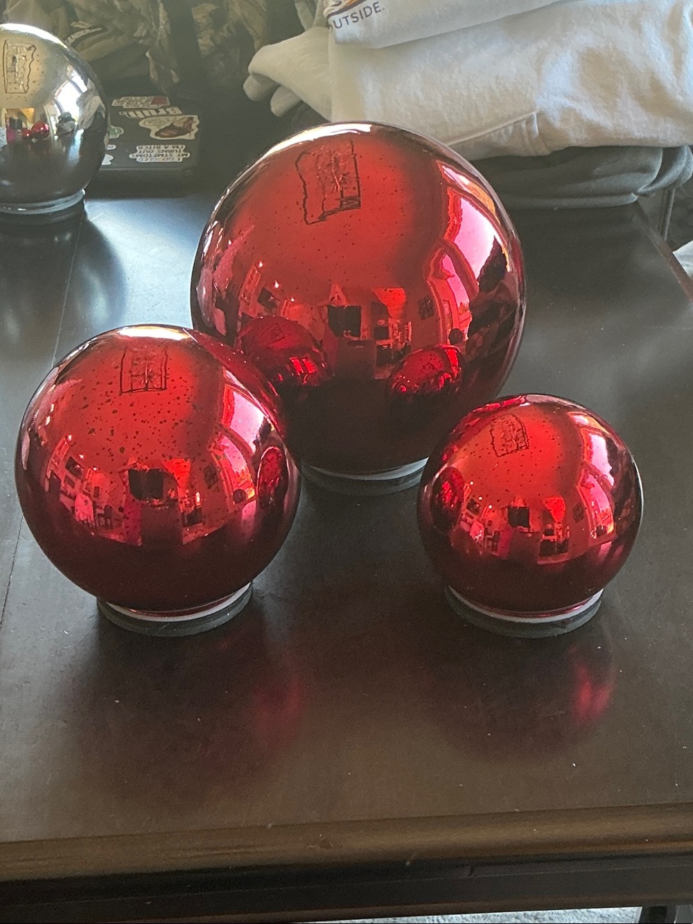 Festive Red Glass Holiday Orbs - Decorative Set